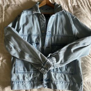 blue oversized cotton denim jacket